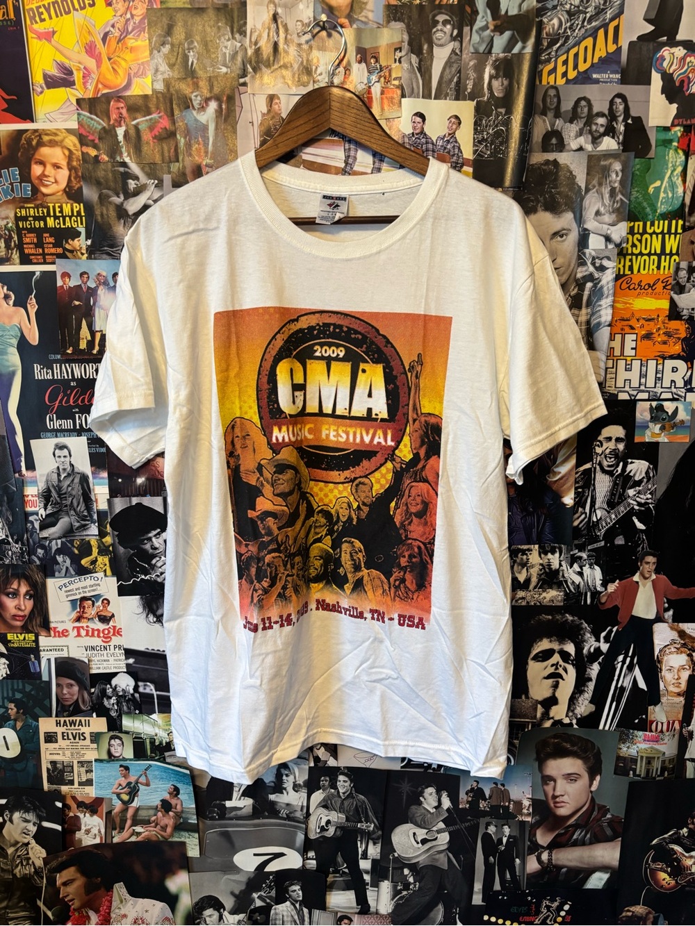 Jerzees White Short Sleeve Tee with Yellow-Orange-Red Festival Graphic